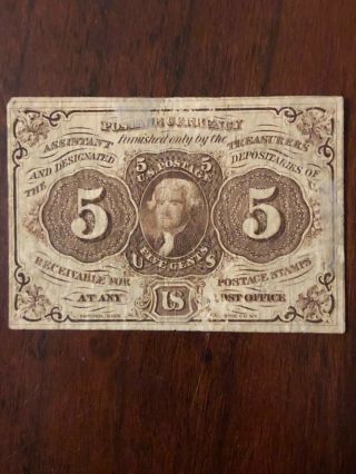 1862 U.  S.  POSTAGE CURRENCY 5 CENT BILL 3