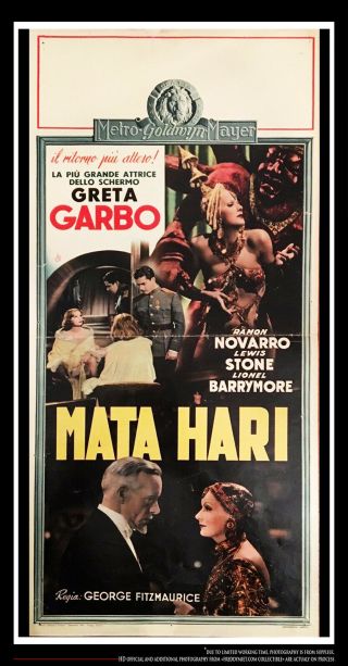 Mata Hari Greta Garbo 13 " X 28 " Italian Movie Poster 1952
