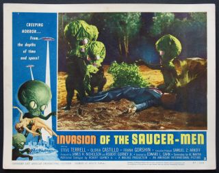 Invasion Of The Saucer - Men Cabbage Headed Alien Sci - Fi 1957 Lobby Card 3