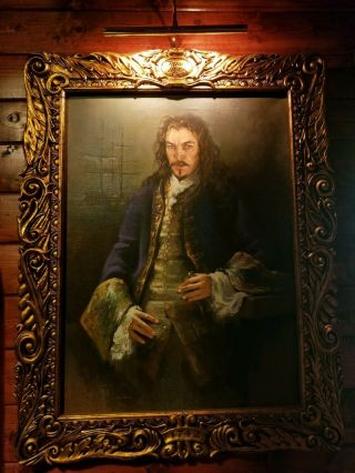 Movie Prop Captain James Hook Portrait Oil Painting On Canvas Peter Pan