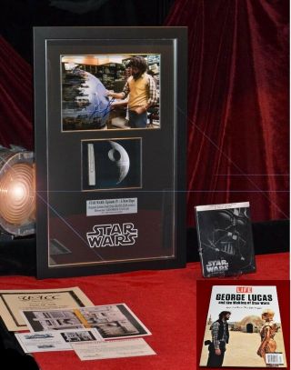Rare STAR WARS IV Screen - Prop DEATH STAR,  Signed GEORGE LUCAS Frame DVD 4