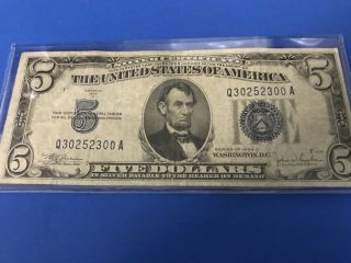 1934 C Blue Seal $5 Five Dollar Silver Certificate C/s