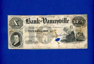 1857 $10 Bank Of Yanceyville,  Very Rare Lower Mid Grade Note