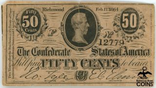 1864 United States 50 Cents Note,  Confederate States Of America,  Richmond 12779