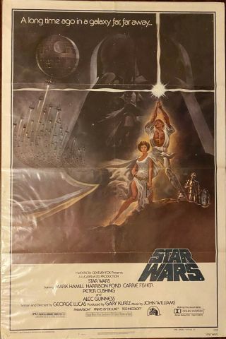 Star Wars 1976 Authentic One Sheet 27 " X 41 " Type " A " Funky Text Version Poster.