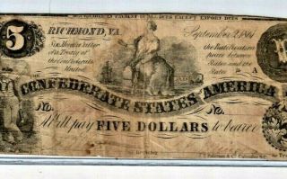$5 " Confederate " (rare) " 1800 