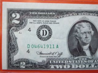 $2 1976 Federal Reserve Note Error: Misaligned Face Printing 26 - 043