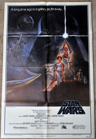 Star Wars 1976 Authentic One Sheet 27 " X 41 " Type " A " Poster.