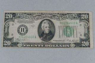 Series 1934b $20 Twenty Dollars Federal Reserve Note Frn St Louis H 1934 B P0255