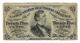 U.  S.  Act Approved March 3rd,  1863 25 Cents Fractional Currency Banknote