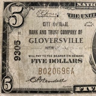 City Nb And Trust Company Of Gloversville,  York Ny $5 Ty.  I Series 1929