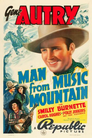 Man From Music Mountain Vintage Western Movie Poster Gene Autry 1938