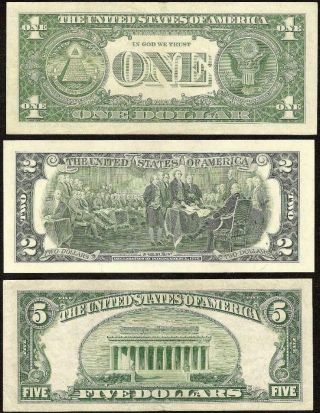3 PC 1957 $1 STAR 1995 $2 1963 $5 DOLLAR OLD PAPER MONEY BLUE GREEN RED SEAL 2
