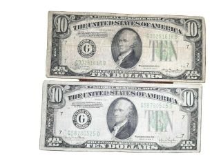 1934 A Ten Dollar Bill 1934 D Ten Dollar Bill