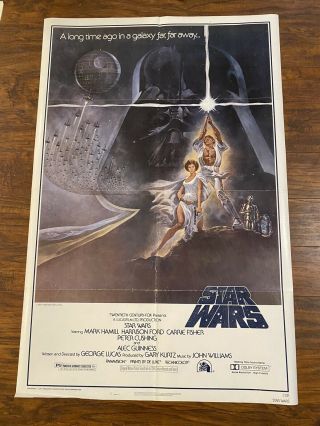 1977 Star Wars Style A Movie Theater Poster One Sheet 27x41