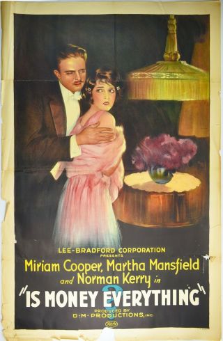 1923 Silent Film Drama Poster Is Money Everything - Cr - 48
