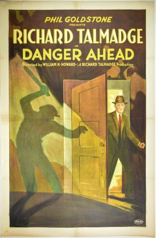 1923 Silent Film Poster Danger Ahead Richard Talmadge - No Rsv Cr - 46