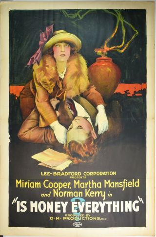 1923 Silent Film Drama Poster Is Money Everything - Cr - 40