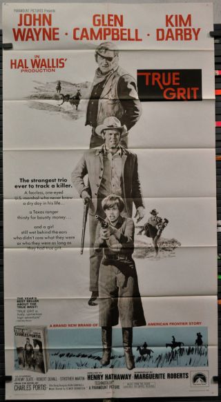 True Grit 1969 41x81 3 - Sheet Movie Poster John Wayne Kim Darby