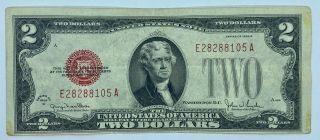1928 G Two Dollar $2 Bill Red Seal Note (e28288105)