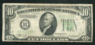 1934 - A $10 Ten Dollars Frn Federal Reserve Note York,  Ny (b)