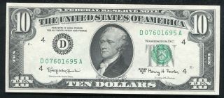 1963 - A $10 Frn Federal Reserve Note Cleveland,  Oh Gem Uncirculated (b)