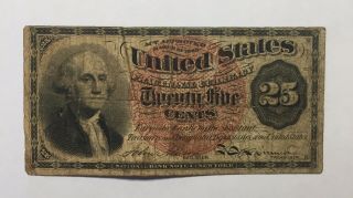 1863 Twenty Five Cents Fractional Currency Washington Bank Note 25c 3