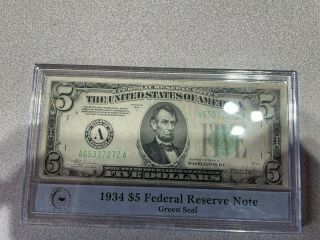 1934 C $5 Five Dollars Federal Reserve Note Green Seal