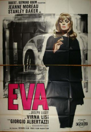 Eva Italian 4f Movie Poster Jeanne Moreau Joseph Losey Virna Lisi Baker 1962