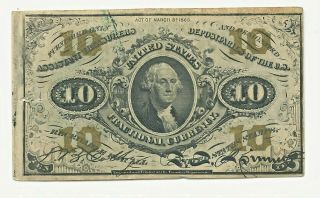1863 10 Ten Cents Fractional Currency Washington Bank Note Civil War