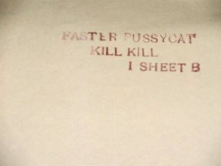 FASTER PUSSYCAT KILL KILL 1965 release 1sheet Russ Meyer sizzler 2
