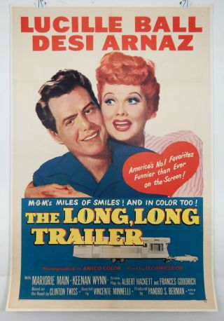 The Long Long Trailer - 1 Sheet Linen Poster - 1954 - Lucille Ball - Desi Arnaz