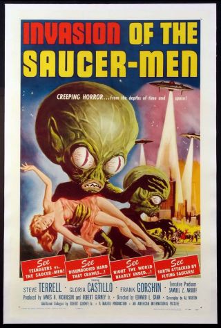 Invasion Of The Saucer - Men Albert Kallis Sci - Fi 1956 1 - Sheet On Linen
