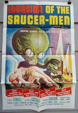 Invasion Of The Saucer - Men Orig 1957 Vf Cond Sci - Fi Horror One - Sheet Film Poster