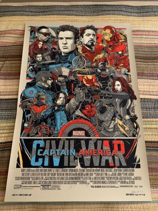Captain America Civil War Poster Endgame Tyler Stout Mondo Art Avengers Signed