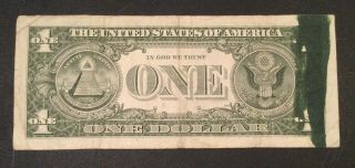 1981 $1 Federal Reserve Note With Ink Smear Error