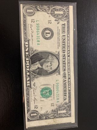 1981 Federal 1 One Dollar Bill Note Major Multiple Error Cut Alignment Shape