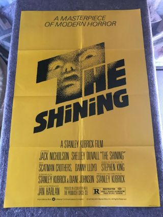 The Shining 1980 Orig 1 Sheet Movie Poster 27 " X41 " (vf -) King/kubrick/nicholson