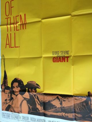 Giant Vintage Rare 1970 Movie Poster 3 - Sheet,  James Dean,  Elizabeth Taylor
