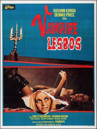 Vampyros Lesbos French Grande Movie Poster 47x63 Jess Franco Soledad Miranda Nm