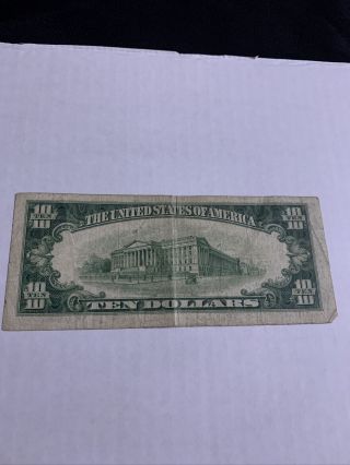 1934 D $10 Dollar Bill Green Seal 3