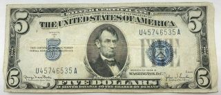 1934 D $5 Blue Seal Frn - Xf