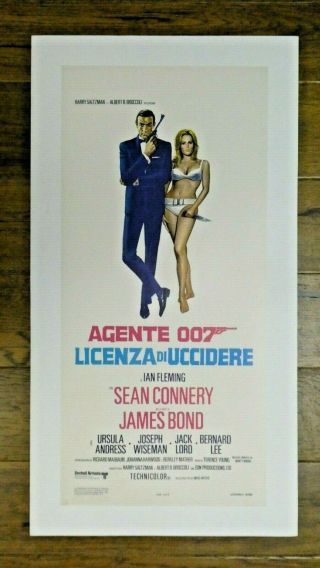 1962 Agente 007 Licenza Di Uccidere Dr.  No James Bond Movie Poster Linen Backed