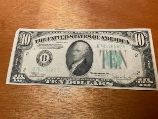 1934 C 10 Dollar Bill Green Seal Very Fine