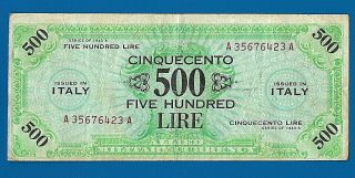 Italy Allied Military Currency 500 Lire 1943 A Forbes - F