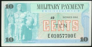 Series 692 Military Payment Certificate Mpc 10 Cents Crisp