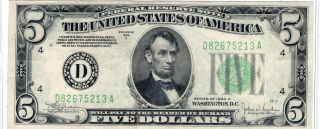 Series 1934 C $5 Five Dollars Federal Reserve Note - Ii