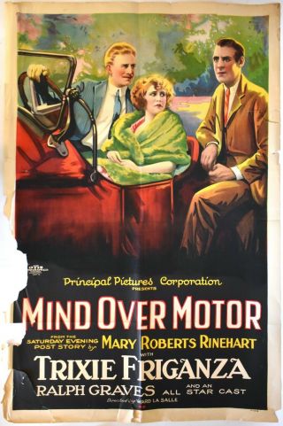 1923 Silent Comedy Film Poster Mind Over Motor - Cr - 50