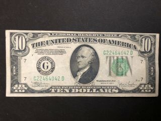 $10.  00 1934 Federal Reserve Notes Series C Bill