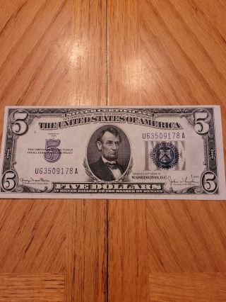 Series Of 1934 D $5 Silver Certificate,  Blue Seal